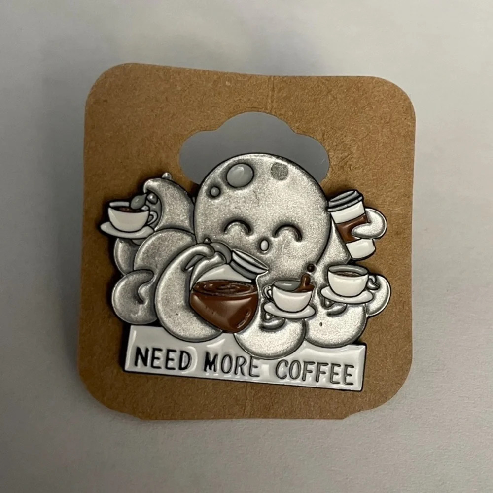 $5 Bundled Octopus Need More Coffee  Enamel Pin